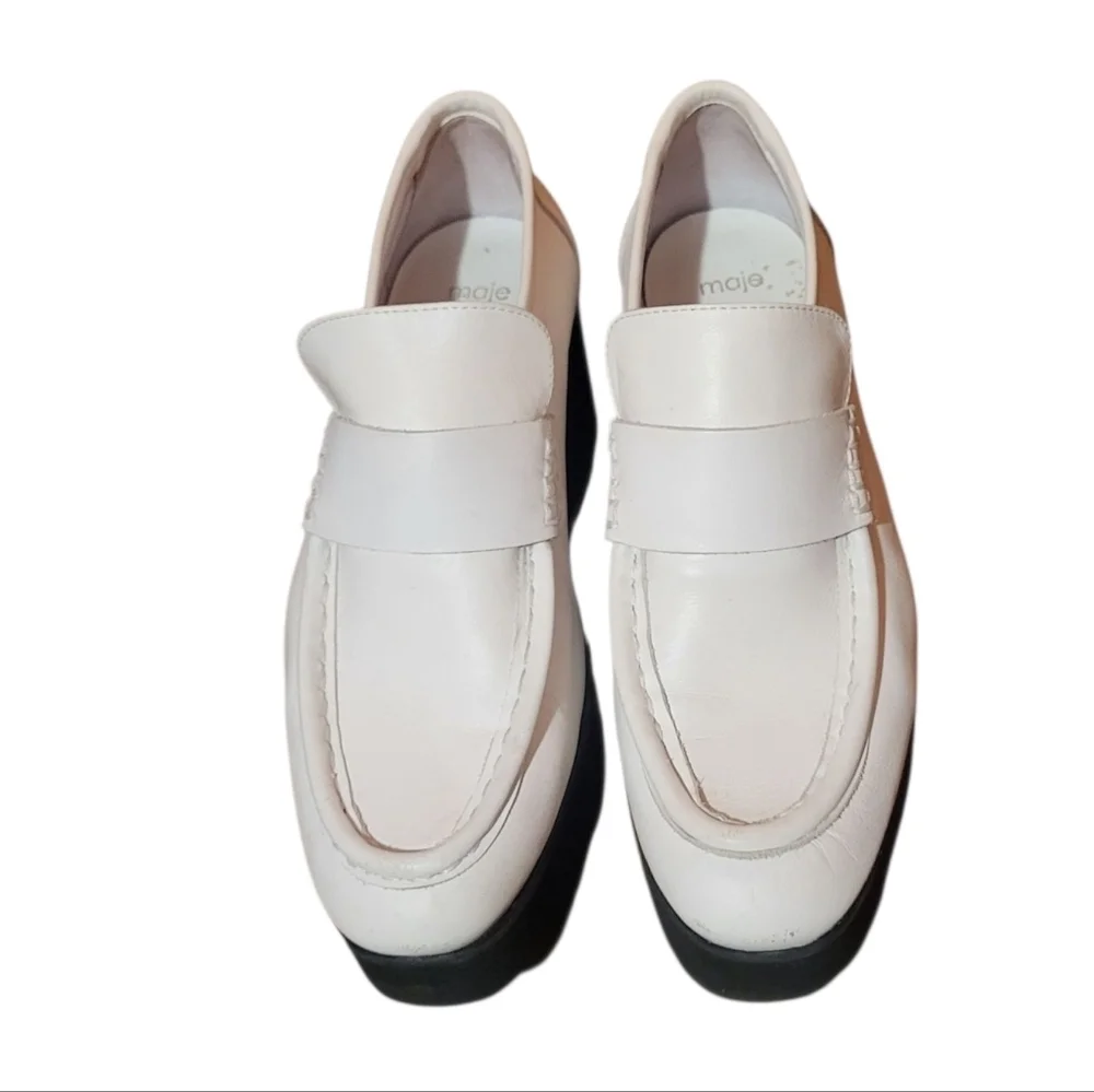 Maje White Chunky Platform Loafers Made In Spain Y2K Style Size 39 (US 9)